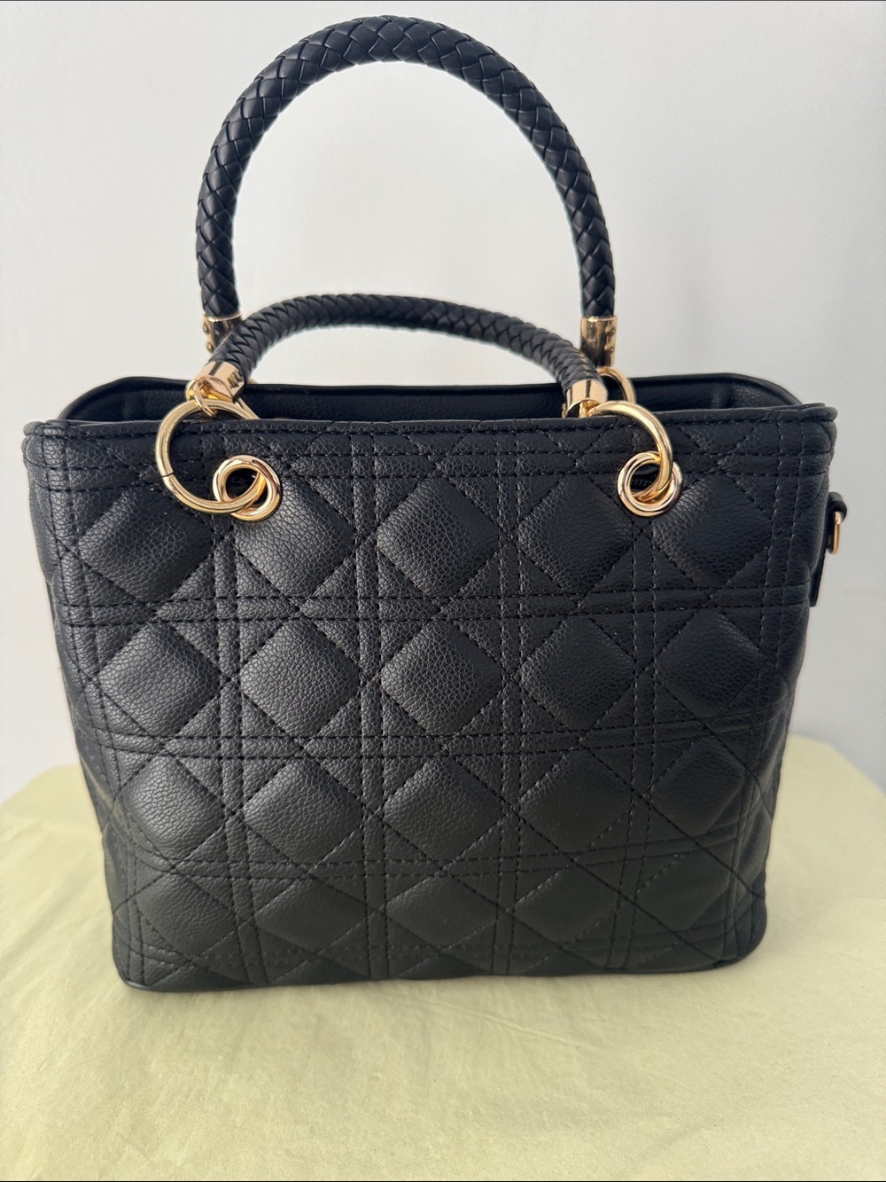 Black Quilted Top-Handle Women's Bag